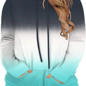 Gradient Hoodie - Black, White, and Blue NWOT 2X